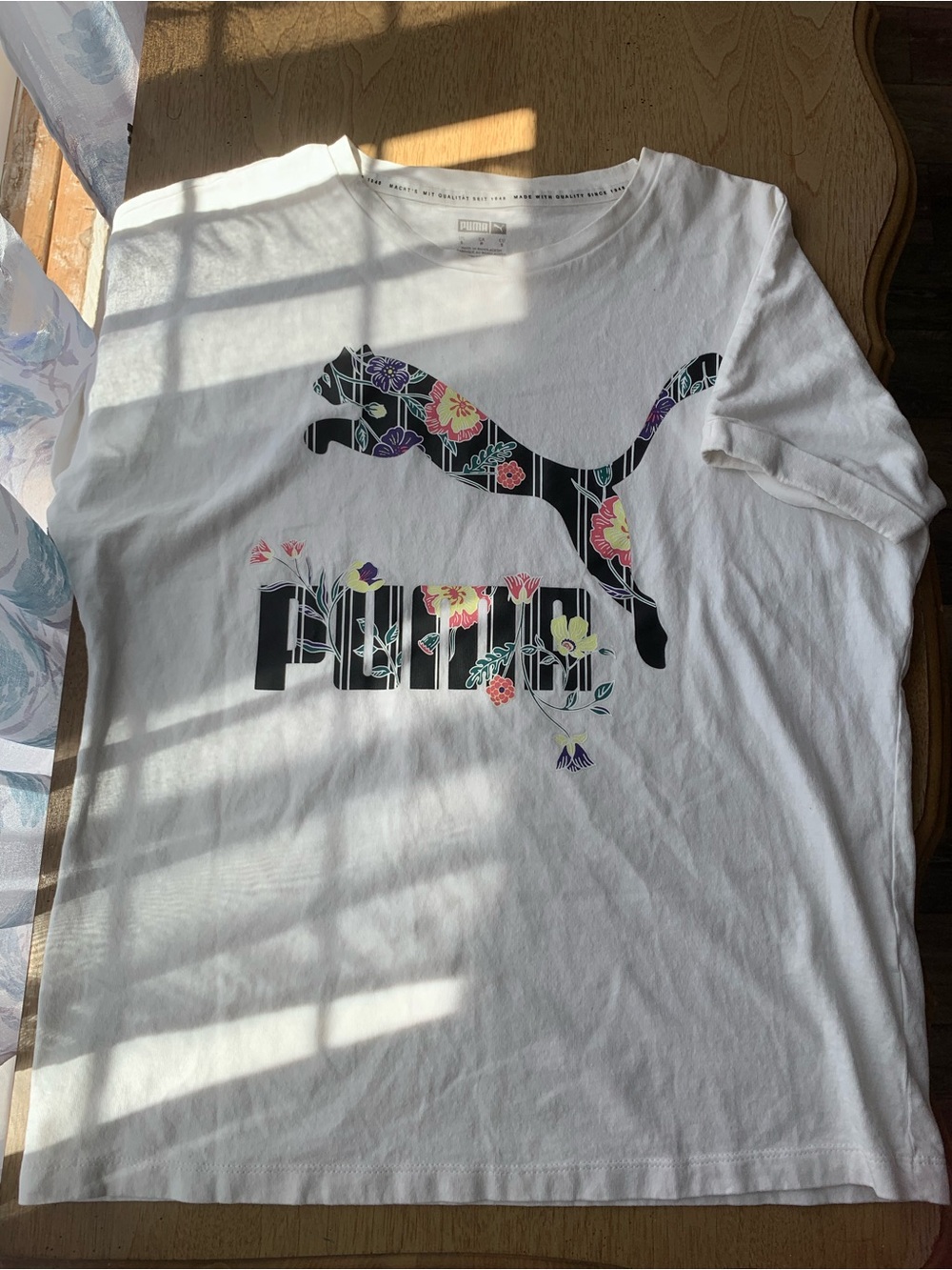 Puma White Floral Logo T-Shirt